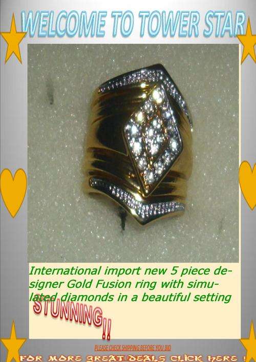 INTERNATIONAL IMPORTED 5 PIECE  GOLD FUSION DESIGNER RING SIZE 7