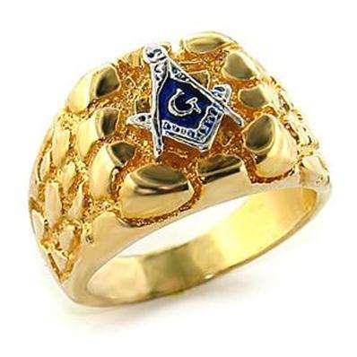 FREEMASON GOLD NUGET RING WITH MASONIC EMBLEM ON A BEAUTIFUL DESIGN SETTING SIZE 12