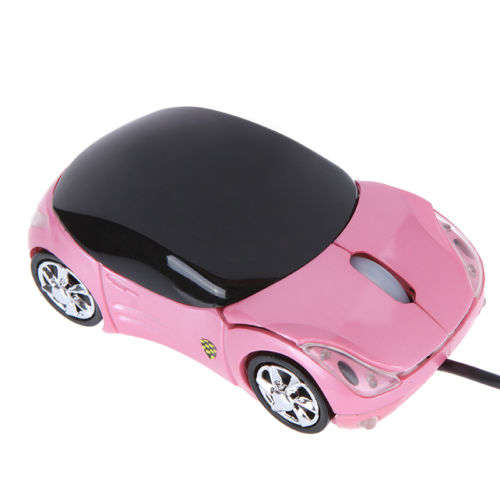 Pink USB 3D Car Shape Optical Mouse Mice For Laptop PC