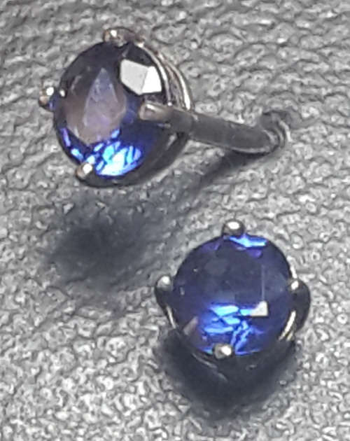 SOLID 925 STERLING SILVER STUD EARRINGS WITH AAA 4MM BLUE CZ STONE .25 CT/STONE