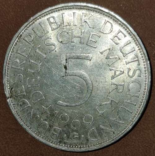 ***$$$SILVER COIN!!!*** Germany: 5 Mark 1969
