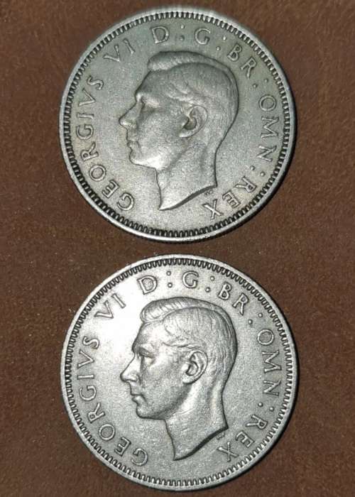 Great Britian: 2 x One Shilling variants (English Reverse and Scottish Reverse) 1951