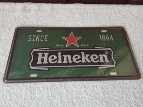 HEINEKEN THEMED; EMBOSSED METAL HANGING SIGN  - (NUMBER PLATE) - NEW!