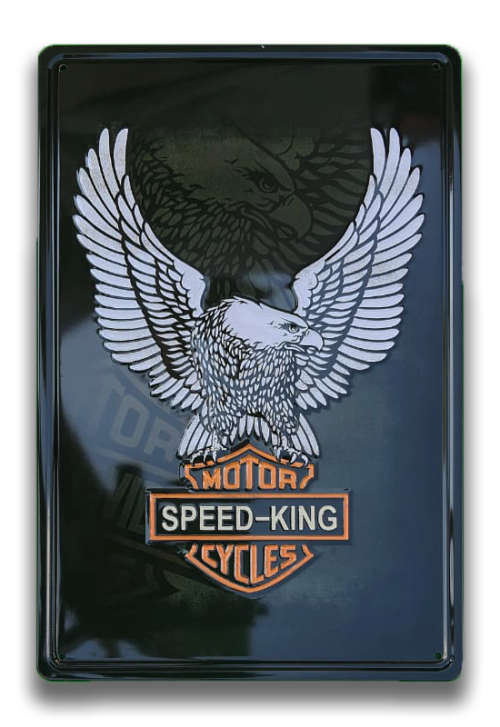 HARLEY-DAVIDSON LOGO REPLICA, EMBOSSED METAL MEDIUM HANGING SIGN - NEW!