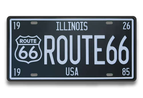 ROUTE 66 AUTHENTIC THEMED REPLICA; EMBOSSED METAL NUMBER PLATE HANGING SIGN - NEW!