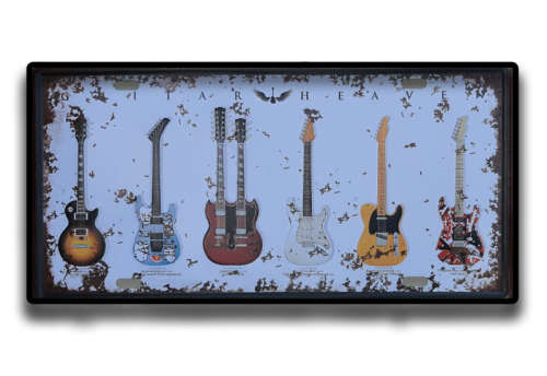 GUITAR LEGENDS MEMORABILIA "GUITAR HEAVEN", EMBOSSED METAL NUMBER PLATE HANGING SIGN - NEW!