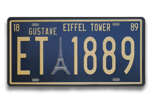 EIFFEL TOWER THEME, EMBOSSED METAL NUMBER PLATE HANGING SIGN - NEW!