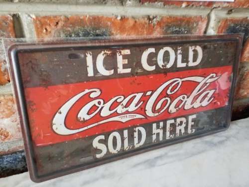 COCA-COLA, EMBOSSED METAL NUMBER PLATE HANGING SIGN - NEW!