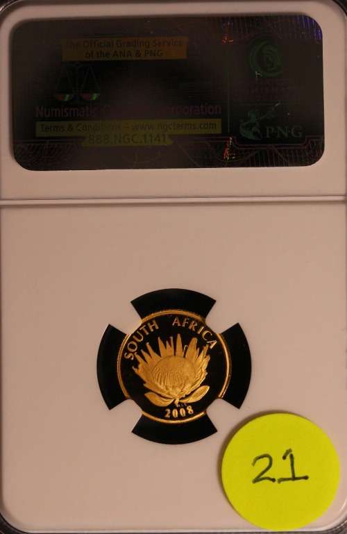 2008 Protea Series Mahatma Gandhi R5 1/10Oz Gold Coin PF69 Ultra Cameo