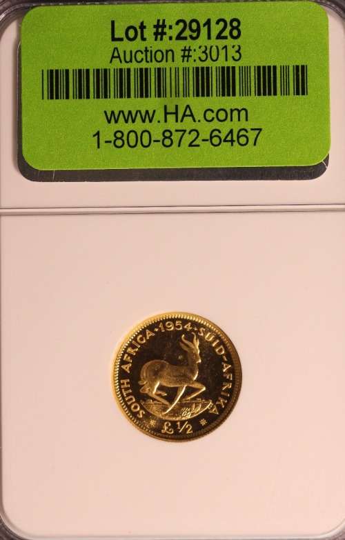 1954 Gold Ten Shillings (Half Pound) PF61