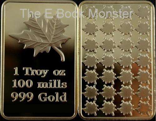 1Troy oz 999 24ct Gold Layered  Maple Leaf Bar  100 Mills (NEW)