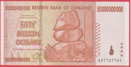 Zimbabwe 50 Billion Dollars UNC