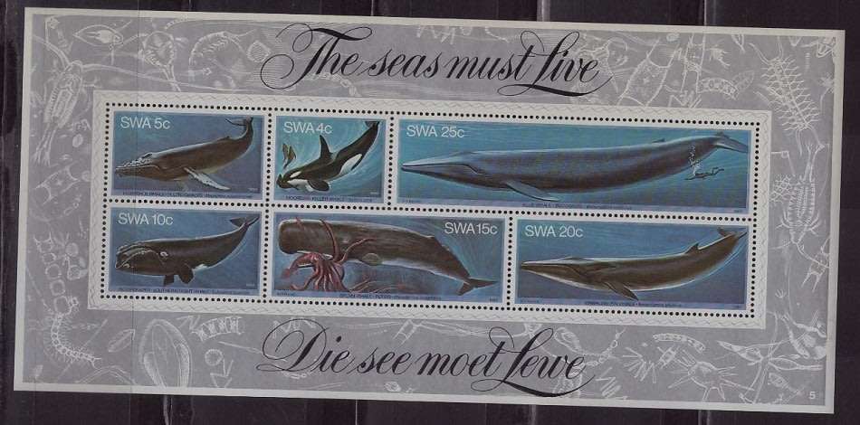 South West Africa - Whales 1980 Mini Sheet UMM CV R196.00