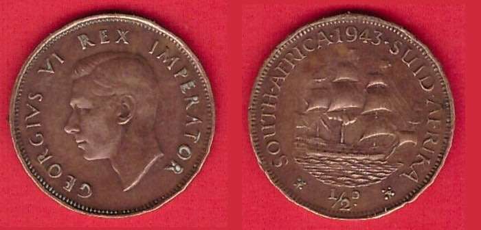 South Africa -½ Penny 1943