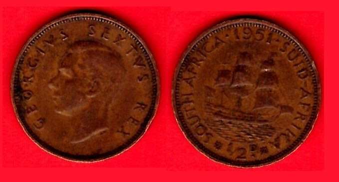 South Africa -½ Penny  1951