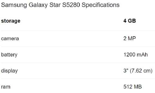 Samsung Galaxy Star, s5280,