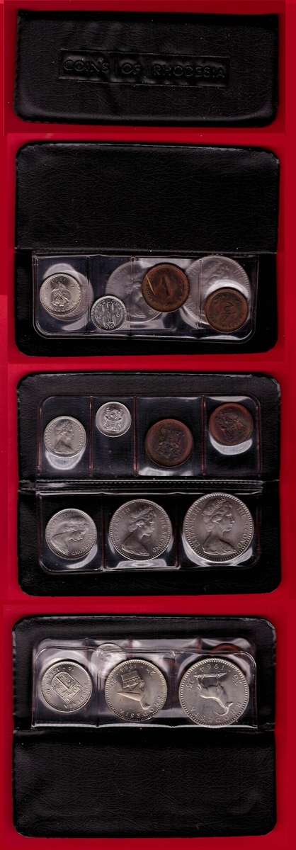 Rhodesia, Set of 7 Coins in Plastic Folde