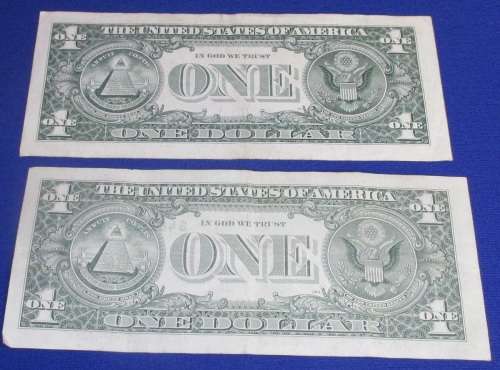 2x1 USA Dollars 1A and 2B Lovely Item