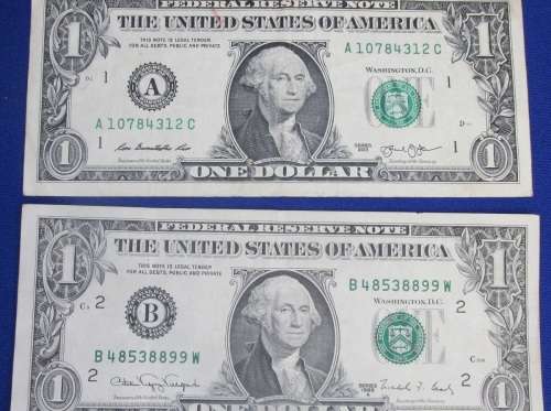 2x1 USA Dollars 1A and 2B Lovely Item