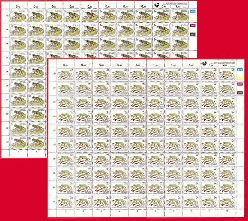 South Africa Endangered Fauna 1993 1c and 2c Full Sheets of 100 UMM Folded (Great Sheets)