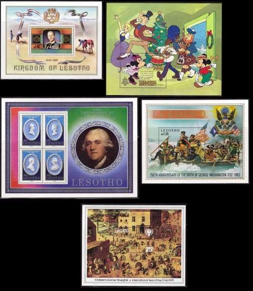 Lesotho-Selection of 5 Good CV Mini Sheets (Greate Items)