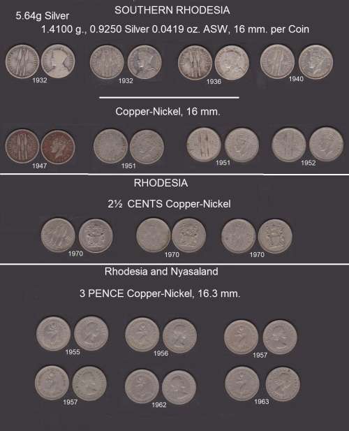 Rhodesia-17 x 3Pince Coins Great High CV (Nice Coins) (Bid per Coin)