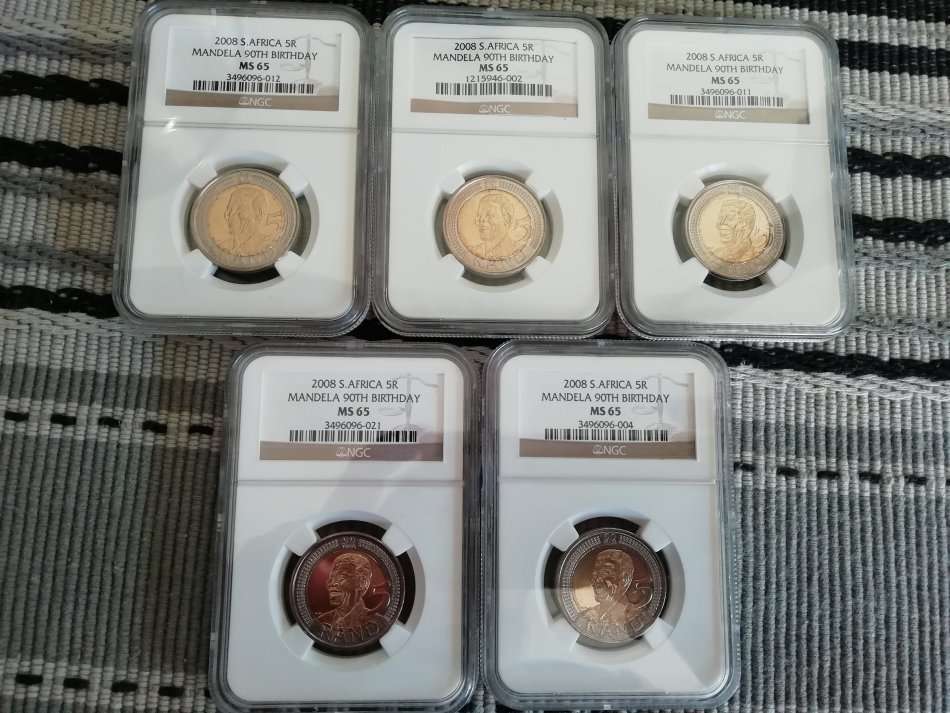 SCARCE GRADE 90TH BIRTHDAY MANDELA  COINS MS65. BID PER COIN