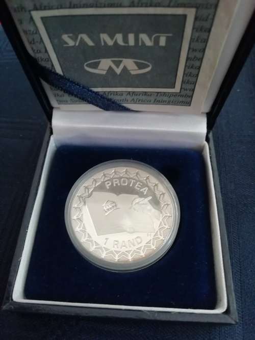 ***CONSTITUTIONAL PROOF SILVER PROTEA R1 WITH CERT AND BOX***