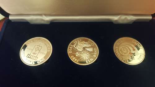 #* 1988 Silver R1 Proof 3 coin set - Dias, Great Trek, Huguenots - in velvet box Mintage 3 388