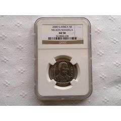 AU 50 ABOUT UNCIRCULATED: MANDELA 2000 R5 COIN: AU 50!!!