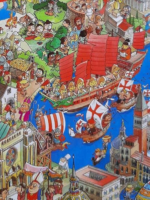 Heye `History River` 1 500 piece puzzle by Artist Hugo Prades