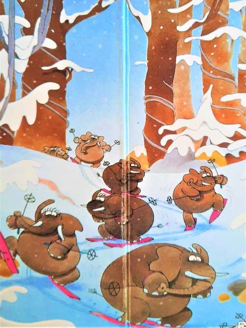 Heye `Heavy Skiing` 750 piece jigsaw puzzle by artist Mordillo