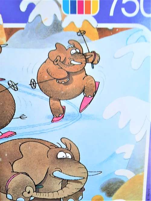 Heye `Heavy Skiing` 750 piece jigsaw puzzle by artist Mordillo