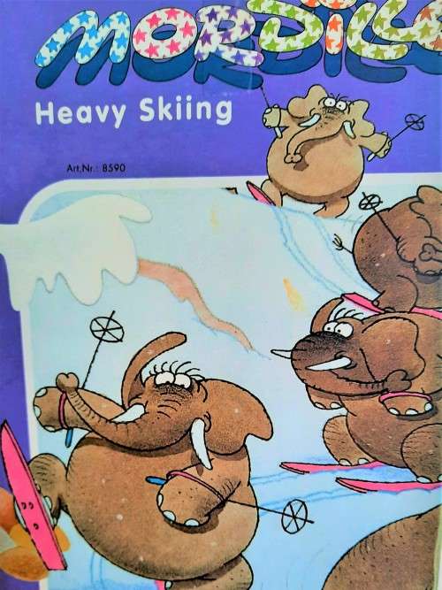 Heye `Heavy Skiing` 750 piece jigsaw puzzle by artist Mordillo