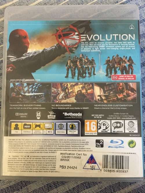 Brink Playstation 3 game