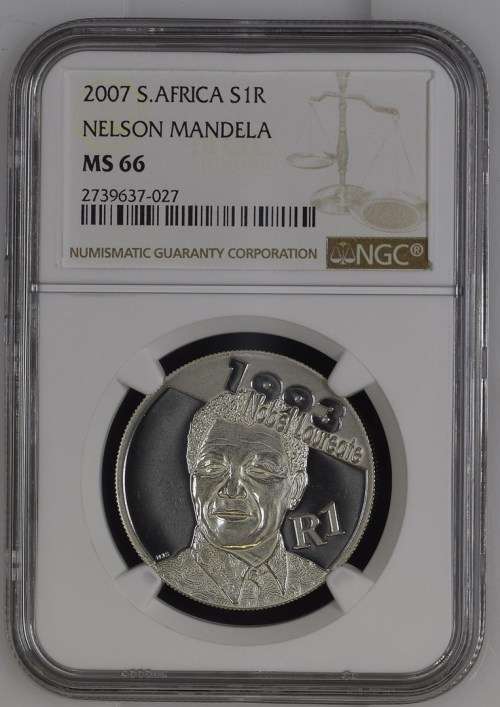 2007 RSA Silver R1 NGC graded MS66 Nelson Mandela
