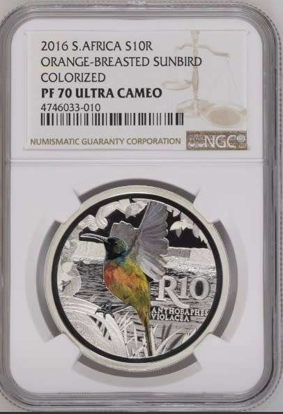 2016 SR10 Orange-breasted Sunbird NGC Graded PF70 Ultra Cameo