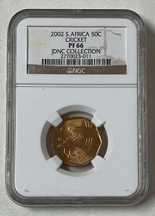 Scarce 2002 50c Cricket - NGC Graded PF66