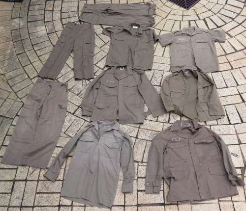 SADF ARMY BROWNS FOLLOWING SOLD TOGETHER 3X LONG SLEEVE SHIRTS SIZE MEDIUM-3X TROUSERS SIZE 30 3X BU