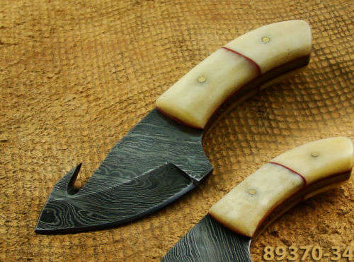 DAMASCUS STEEL SKINNING KNIFE--FULL TANG