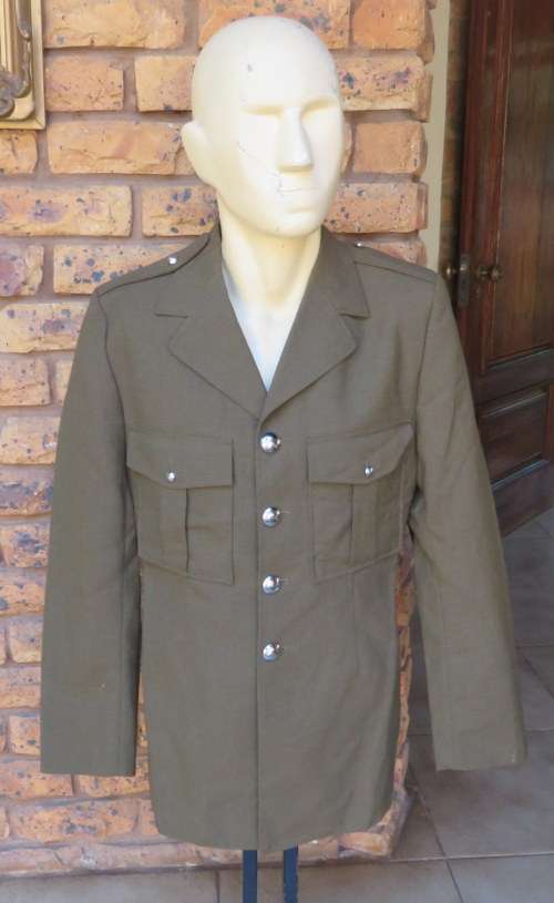 SA INFANTRY STEP OUT JACKET LABELLED & DATED 1981-SIZE MEDIUM MEASURES 55CM ARMPIT TO ARMPIT-GOOD CO