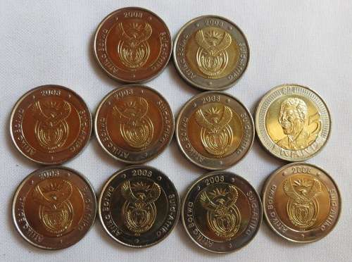 2008 MANDELA BIRTHDAY COINS-10 SOLD TOGETHER