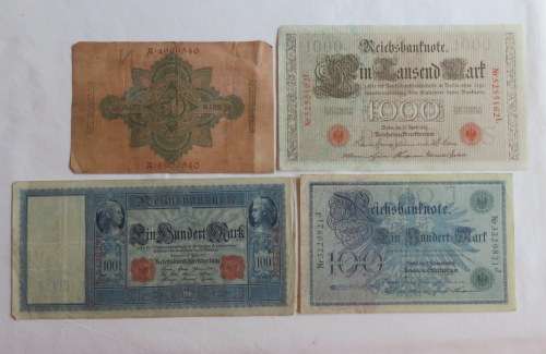 GERMAN WAR PERIOD NOT GELD DATED 1910/1908 & 2X 1910
