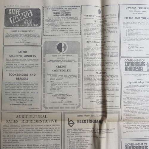 RHODESIAN HEROLD DATED FRIDAY FEBR 29 1980