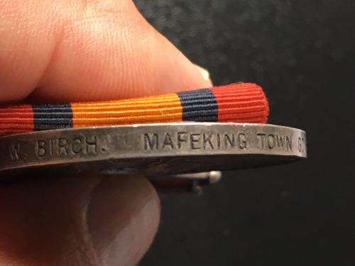 BOER WAR QSA MEDAL TO W BIRCH MAFEKING TOWN GUARD WITH DEFENCE OF MAFEKING CLASP-CORRECTLY NAMED &