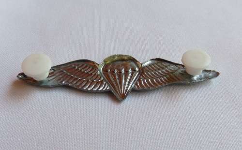 SA PARA DISPATCHER OR 50 JUMPS OR MORE CHROMED & LUCITE WING-WORN FROM THE 1970'S- 2 PINS