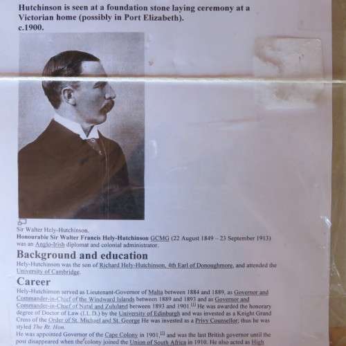 ORIGINAL FRAMED PHOTO OF SIR W. HUTCHINSON-BOER WAR- WITH HISTORY ON THE BACK -FRAME MEASURES 35X 29