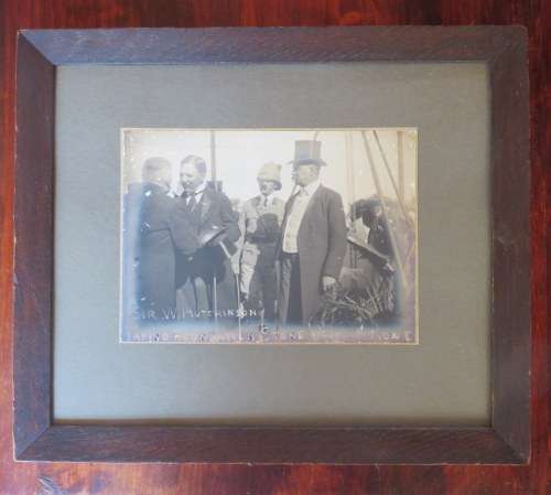 ORIGINAL FRAMED PHOTO OF SIR W. HUTCHINSON-BOER WAR- WITH HISTORY ON THE BACK -FRAME MEASURES 35X 29