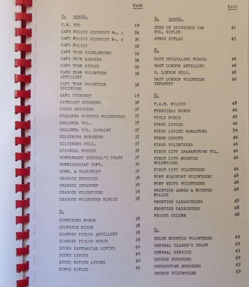 CAPE OF GOOD HOPE GENERAL SERVICE MEDAL ROLL-79 PAGES