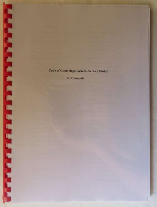 CAPE OF GOOD HOPE GENERAL SERVICE MEDAL ROLL-79 PAGES